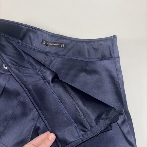 Womens ZARA Shorts Trafaluc Collection Silky Satin Navy Blue Sz Sm Romantic Goth - Picture 4 of 10
